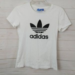 Adidas White T-shirt Trefoil Logo Kids Small
